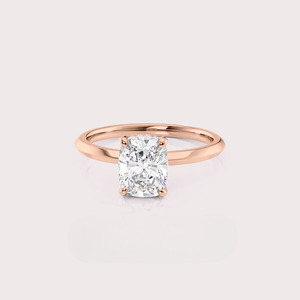 Anillo Solitario Vintage con Diamante Cultivado en Laboratorio de Corte Cojín en Oro Blanco/Amarillo/Rosa de 9K con Baño de Rodio, Joyería de Compromiso Personalizada - Product Image 1