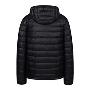 Chaqueta acolchada negra ligera para hombre Chaqueta acolchada de lona con capucha aislada resistente al agua con cuello levantado empacable - Product Image 2
