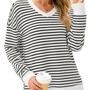 Suéter Grueso de Invierno con Cuello en V, Informal, Holgado, con Estampado en Relieve, Suave, para Mujer, Otoño, Hombros Caídos - Product Image 3