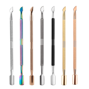 Outil à double usage de dissolvant de peau morte de poussoir de cuticule d'ongle d'acier inoxydable écologique de haute qualité pour l'ensemble de manucure de pédicure - Product Image 1