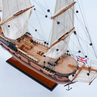 Kit de Maquette de Bateau en Bois Peint à Faire Soi-Même HMS Endeavour - Bateau à Voile Sportif Fait Main pour Amateurs Adultes, Décoration de Table, Cadeau OMH