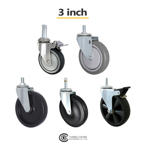 Bánh xe xoay có trục ren cho xe đẩy đồ nội thất, kích thước 2 inch, 2.5 inch, 3 inch, 4 inch, 5 inch, chất liệu PU và PP - Product Image 4