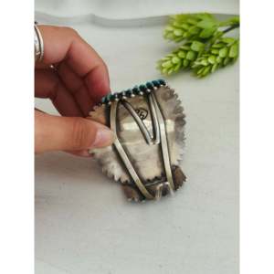 Bracelet de montre vintage en turquoise de Kingman et argent sterling, style Zuni, accessoire de mode - Product Image 5