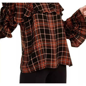 INC International Concepts Top Casual da Donna a Quadri con Spalle Scoperte e Volant, Taglia XL, Nero, in Poliestere - Product Image 3