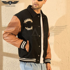 Your Own New Arrival Product With Embroidery Contrast Color <b>Leather</b> <b>Long</b> Sleeve College Baseball Varsity <b>Jackets</b> For Wholesale - Product Image 4