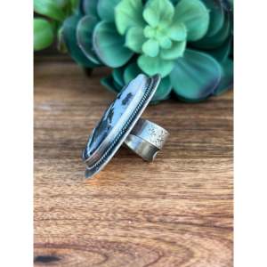Gabby Spencer Romantic <b>Adjustable</b> <b>Ring</b> Zebra Jasper Sterling Silver Bezel for Lovers Number Animal Lovers Gift for Size 8 - Product Image 3