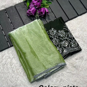 ส่าหรีผ้าไหมประดับเลื่อมสำหรับผู้หญิงเสื้อผ้าสำหรับงานแต่งงานสไตล์ปากีสถานที่สวยงาม - Product Image 1