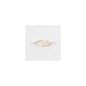 여성용 천연 바게트 다이아몬드 하프 이터니티 밴드 기념일 결혼 반지 구매