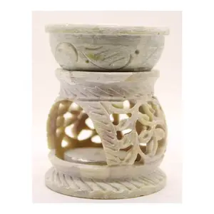 Handmade 2022 Popular Decorative Design Natural Soapstone Carving Aroma Oil Burner In Low Price Range