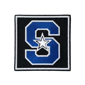 Parche Bordado Personalizado con Letra S Azul Estilo Varsity, Insignia Deportiva Termoadhesiva de Chenilla para Chaqueta Escolar, Uniforme de Equipo, Venta al Por Mayor - Product Image 1