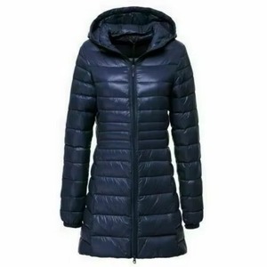 Veste longue matelassée pour femmes grande taille pour l'hiver, col montant, capuche, fermeture éclair décontractée, veste longue matelassée - Product Image 6