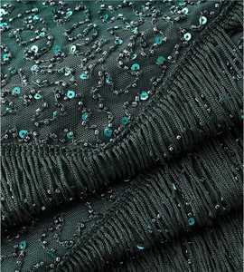 Robe de soirée élégante et modeste, couleur personnalisée, trompette/sirène, princesse, col en V, franges perlées, broderie florale, sexy, LYCRA - Product Image 2