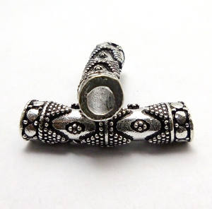 Cuenta de tubo chapada en oro y plata oxidada de 29X7mm, chapado en oro de 18 quilates y cobre plateado B664 para la fabricación de joyas - Product Image 3