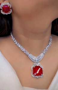 Gargantilla pulida de plata CZ Doublet con pendientes, collar de desgaste mínimo de lujo, perfecto para ropa de fiesta de Navidad - Product Image 2