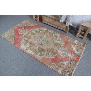 Tapis vintage 3,1x6,1 pieds, tapis turc d'appoint, tapis en laine abstrait rouge-brun - Product Image 4