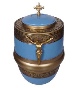 Fabrication d'urnes funéraires en métal aluminium pour la crémation, gravées, à prix de gros, urne funéraire catholique avec croix - Product Image 2