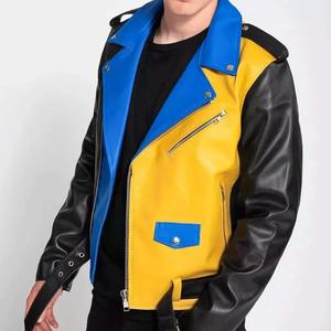 <b>Men's</b> Multi-color Genuine Leather Motorcycle <b>Biker</b> <b>Jacket</b> With Armoured CE Protected Racing Leather Motorbike <b>Jacket</b> For <b>Men</b> - Product Image 2