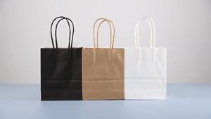 Sacs en papier kraft classiques avec poignées torsadées, impression flexo, fermeture à bouton, noir, marron, blanc, pour les affaires, le shopping, l'emballage alimentaire - Product Image 6