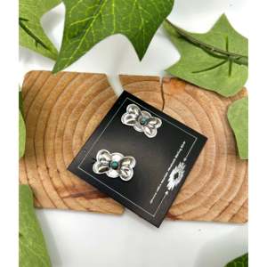 Boucles d'oreilles pendantes Joan Begay en turquoise Kingman et argent sterling, bijoux culturels de collection - Product Image 2