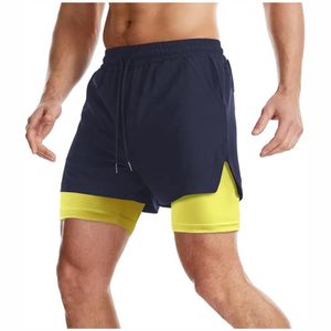 Short de course de gymnastique à compression de 7 pouces à séchage rapide pour hommes avec poches à fermeture éclair vêtements de sport personnalisés à motif solide - Product Image 4