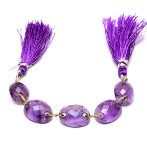 Perles ovales facettées en améthyste 12x16mm-13x18mm, pierres précieuses semi-précieuses naturelles rares, perles en forme de bol pour bijoux - Product Image 1