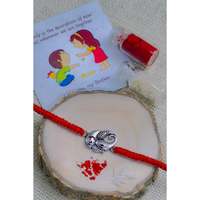 Pulsera Rakhi de Plata 92.5 con Ganesh Ji, Acabado Oxidado, 9 Pulgadas, Joyería Religiosa Unisex