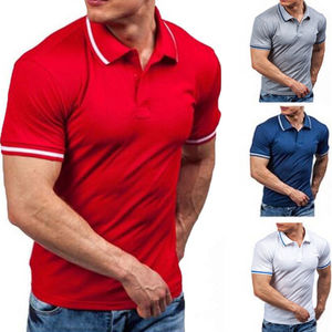 T-shirt décontracté pour homme en tricot uni de haute qualité à prix avantageux, 100% polyester, manches courtes, séchage rapide, design boutonné, anti-boulochage - Product Image 6