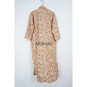 Kimono de Seda con Estampado Floral Indio, Sari Vintage, Vestido Largo, Ropa de Dormir Sexy, Ropa de Noche, Verano, Suave y Transpirable - Product Image 2