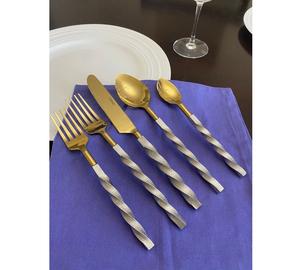 Elegante juego de cubiertos de metal pulido Essentials Juego de cubiertos de metal pulido Comedor diario - Product Image 1