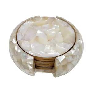 Custom Colored Bone Inlay Premium Mother of Pearl Serving Trays With <b>Coaster</b> <b>Set</b> Hotels & Restaurant - Product Image 1