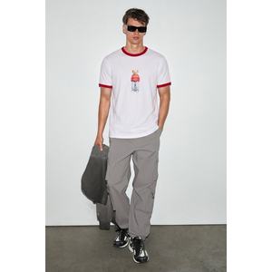 GRIMELANGE BAMSI T-shirt imprimé spécial Coupe du Monde pour homme, 100% coton biologique, col contrasté - Product Image 3