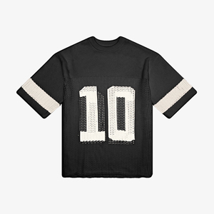 Camiseta de Hip Hop de gran tamaño personalizada para hombre, camiseta de fútbol tejida de secado rápido, cuello en V, cuadrada, informal, sublimación de punto 100% - Product Image 3