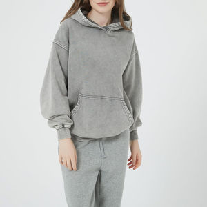 <b>Women's</b> Casual Acid Wash <b>Fleece</b> Hoodies Wholesale Customizable Front Digital Printing Plain Dyed for Winter Season Use OEM - Product Image 4