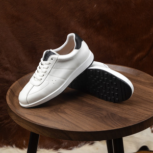 Olunpo Chaussures blanches pour hommes, première couche de chaussures de sport basses en cuir de vachette pour hommes, chaussures de sport blanches - Product Image 2