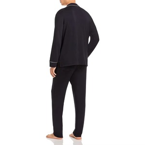 Conjunto de Pijama de Lujo para Hombre, Informal, de Tela Personalizable, Transpirable, Estampado Sólido, Manga Larga, Secado Rápido - Product Image 4