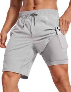 <b>Men's</b> Double Layer Workout Running <b>Shorts</b> Comfort <b>Elastic</b> <b>Waistband</b> Quick Dry Gym Jogging <b>Shorts</b> 2 Layers Solid 2-in-1 <b>Shorts</b> - Product Image 3