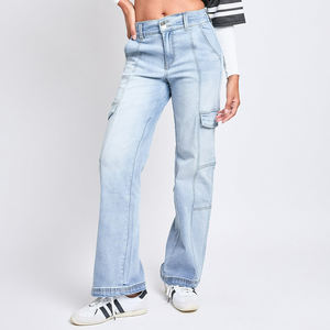 กางเกงสตรีทแวร์เอวสูงขากว้างสำหรับผู้หญิงกางเกงคาร์โก้หนังขายาวแบบลำลอง - Product Image 4