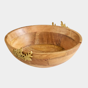 Cuenco decorativo de lujo para decoración del hogar, cuenco de madera y acabado dorado de madera de primera calidad con ensaladera floral dorada, el precio más bajo - Product Image 4