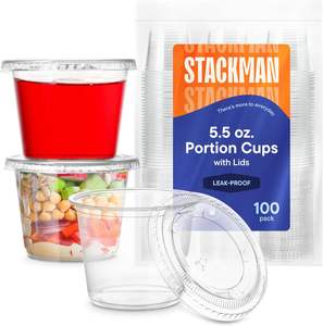 Stack Man [100 ensembles - 5,5 oz.] Gobelets en plastique transparent, contenants jetables pour collations, yaourt, parfait, pudding avec couvercles, 5,5 oz - Product Image 3
