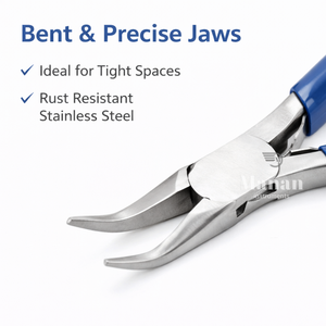 Alicates de Punta Curva de 5 Pulgadas, Acero Inoxidable, Herramienta para Hacer Joyas, Alicates de Punta Angulada de Precisión de 127 mm - Product Image 2