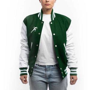 Vêtements personnalisés OEM pour femmes Varsity Jackets Baseball Lettermen Prix de gros Rayé Design Vestes respirantes à manches en cuir - Product Image 2