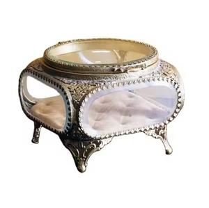 Boîte de rangement de bijoux décorative en verre biseauté fabriquée à la main en acier inoxydable de haute qualité et verre biseauté - Product Image 3