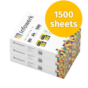 Infowerk <b>A4</b> 80gsm Premium <b>Printer</b> and Copy <b>Paper</b> 1500 Sheets High Whiteness CIE160 PEFC Certified - Product Image 1