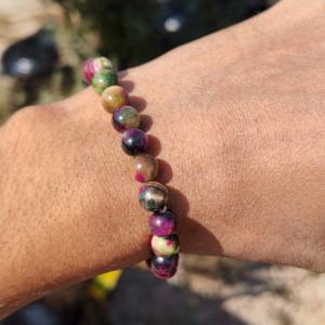 Natural Stretch Gemstone Adjustable Silver Plated Luxury Handmade <b>Beaded</b> Ruby Zoisite Unisex Gift <b>Bracelet</b> - Product Image 3