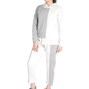 Conjunto Deportivo de Dos Piezas para Mujer, Transpirable, Personalizado, de Forro Polar, Manga Larga, Color Gris, Sudadera con Capucha y Pantalones Jogger, Superventas - Product Image 1