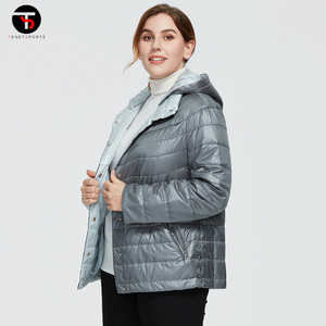 2023 <b>Women's</b> Lightweight Bubble Coat Puffer <b>Jacket</b> XL Size Winter Clothing Cotton <b>Padding</b> Nylon Lining Printed Solid Stand - Product Image 5