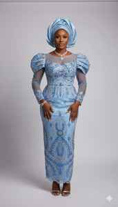 Tissu de dentelle nigérian noir Regal Radiance, design luxueux en cristal argenté, motifs floraux, 100% polyester, robe de mariée - Product Image 3