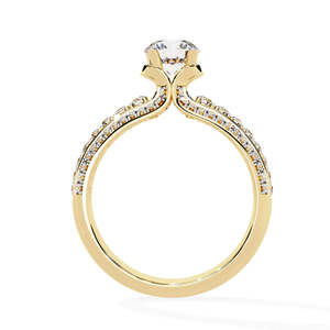 Elegante Anillo de Diamante Moissanita Solitario Redondo de Oro Amarillo de 14K para Mujer, Regalo de Compromiso, Boda, Aniversario, Joyería - Product Image 4