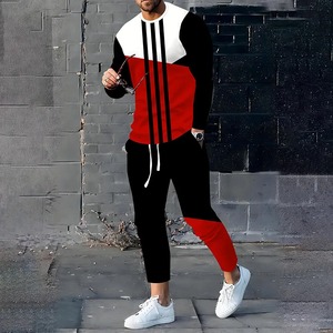 Winter <b>Men's</b> Formal Long Sleeve Fleece <b>Thermal</b> Pullover Sweatshirt & Drawstring Waist <b>Pant</b> 2-Piece Set 100% Cotton Woven 400GSM - Product Image 3