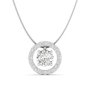 Colgante de halo central con diamante de corte redondo premium de 2.00 ct, color F, claridad VS, diamante cultivado en laboratorio en oro de 14K, regalo de aniversario nupcial - Product Image 1